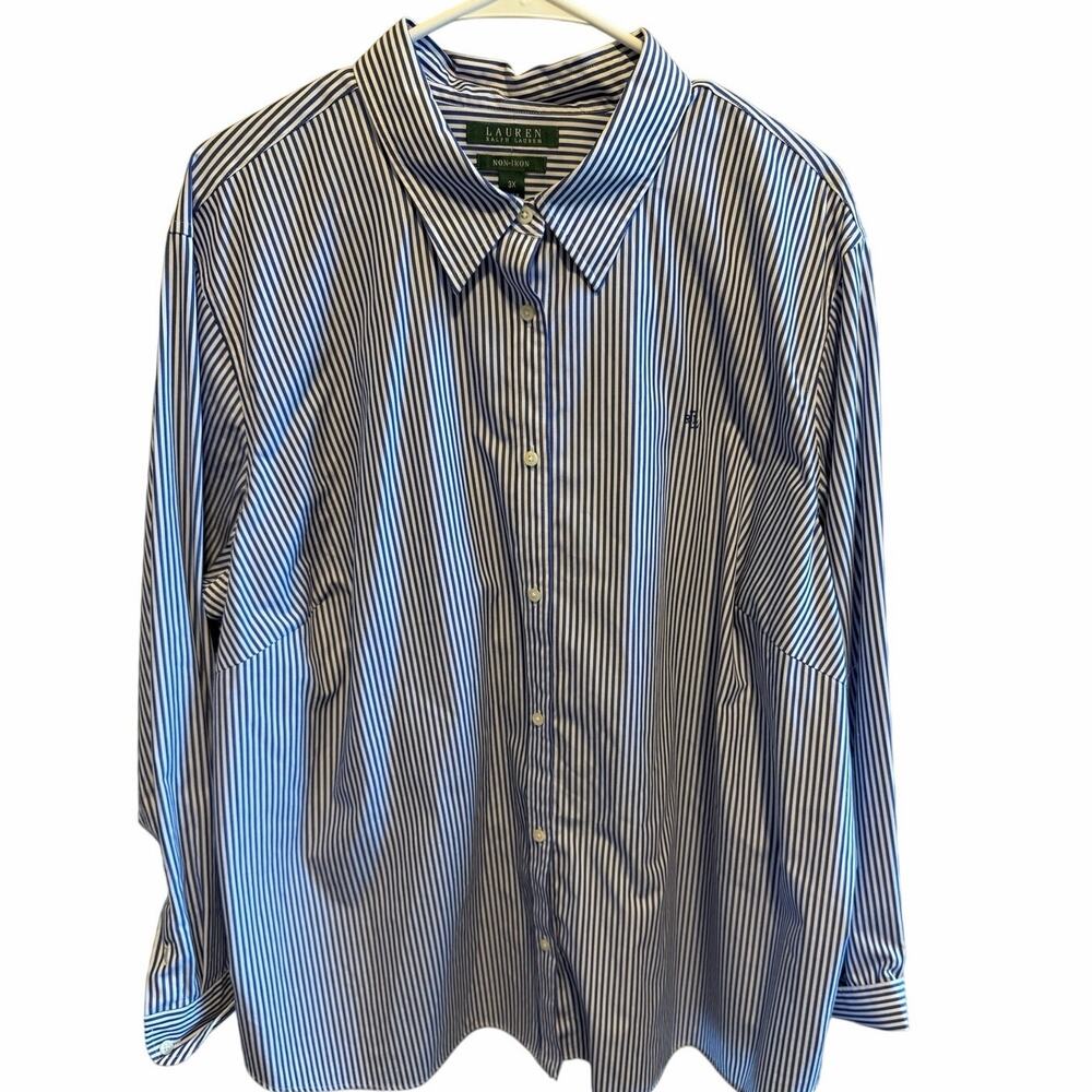 Ralph Lauren Women’s Blue & White Stripe Button-Up Shirt